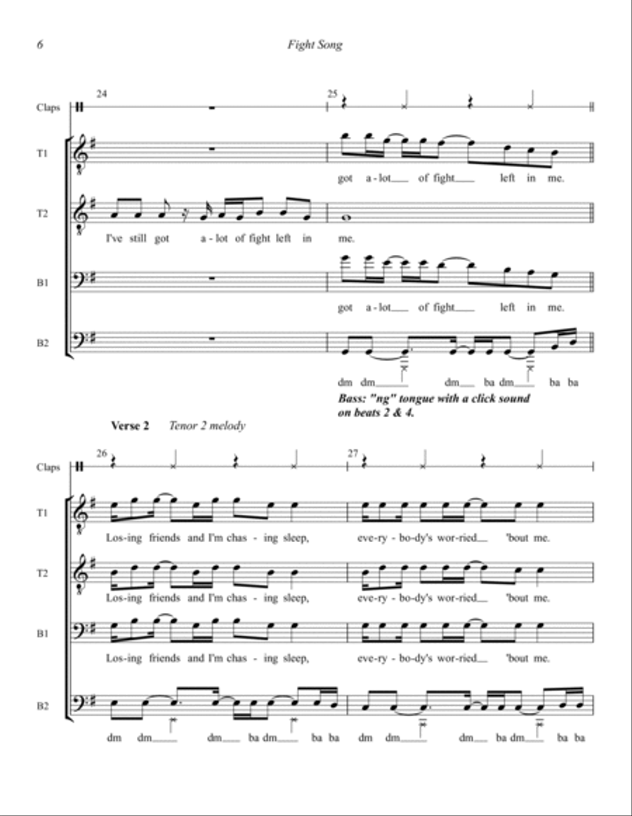 Fight Song (arr. Wayne Grimmer) TTBB scores gallery preview page 6