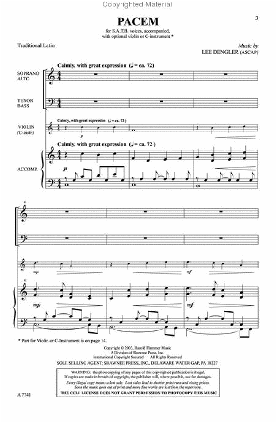 Pacem Pacem 4-Part scores gallery preview page 2