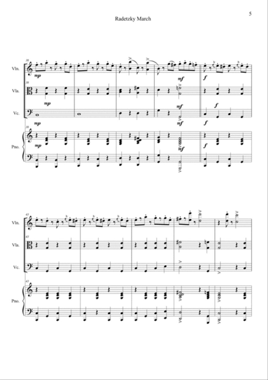 Radetzky Marsch in C Radetzky Marsch in C Piano Quartet scores gallery preview page 5