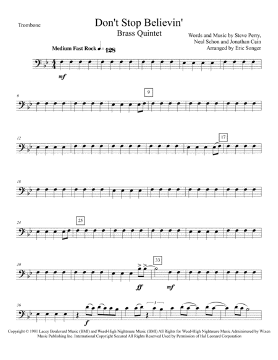Don't Stop Believin' Don't Stop Believin' Brass Ensemble scores gallery preview page 3