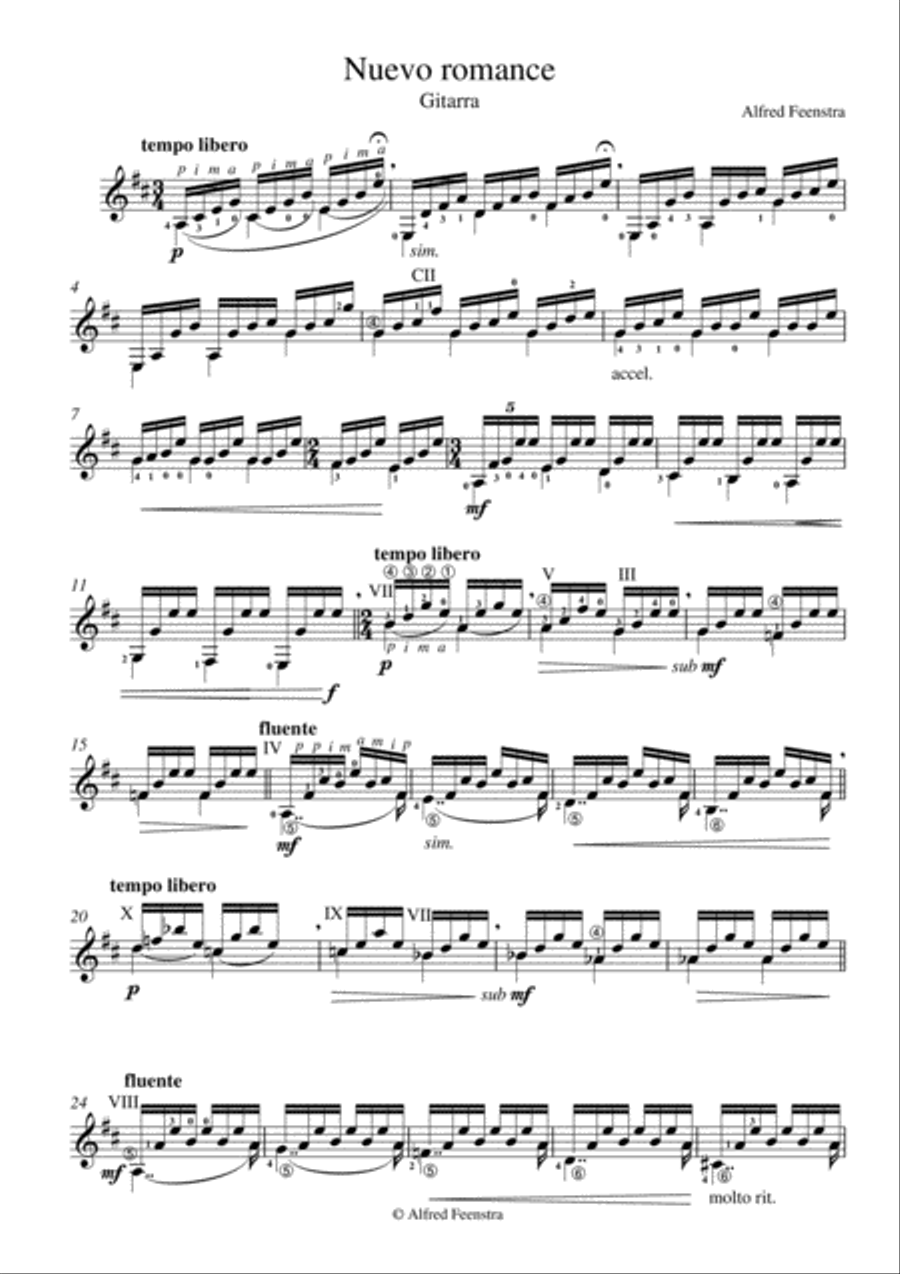 Nuevo romance , New Romance Classical Guitar scores gallery preview page 1