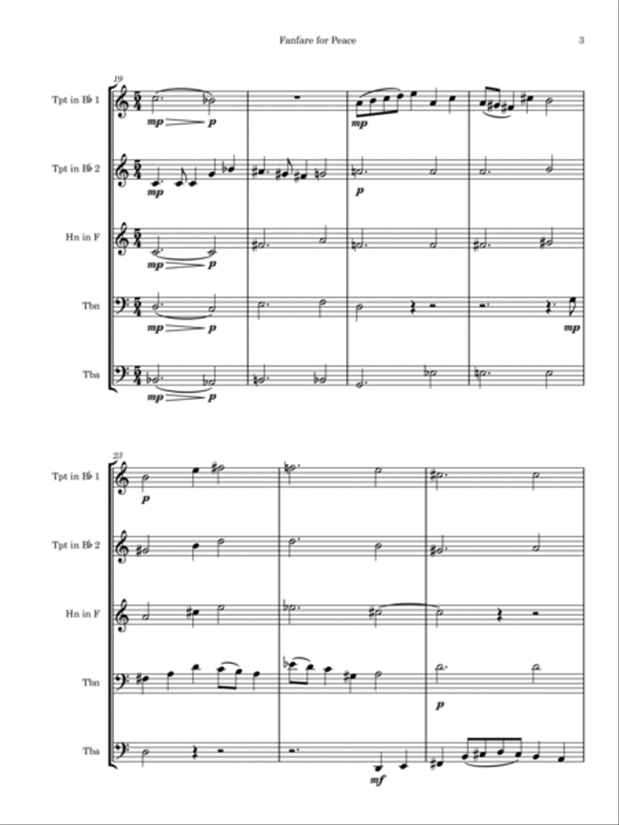 Fanfare for Peace Brass Ensemble scores gallery preview page 3
