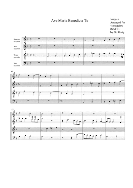 Ave Maria Benedicta tu (arrangement for 4 recorders) image number null