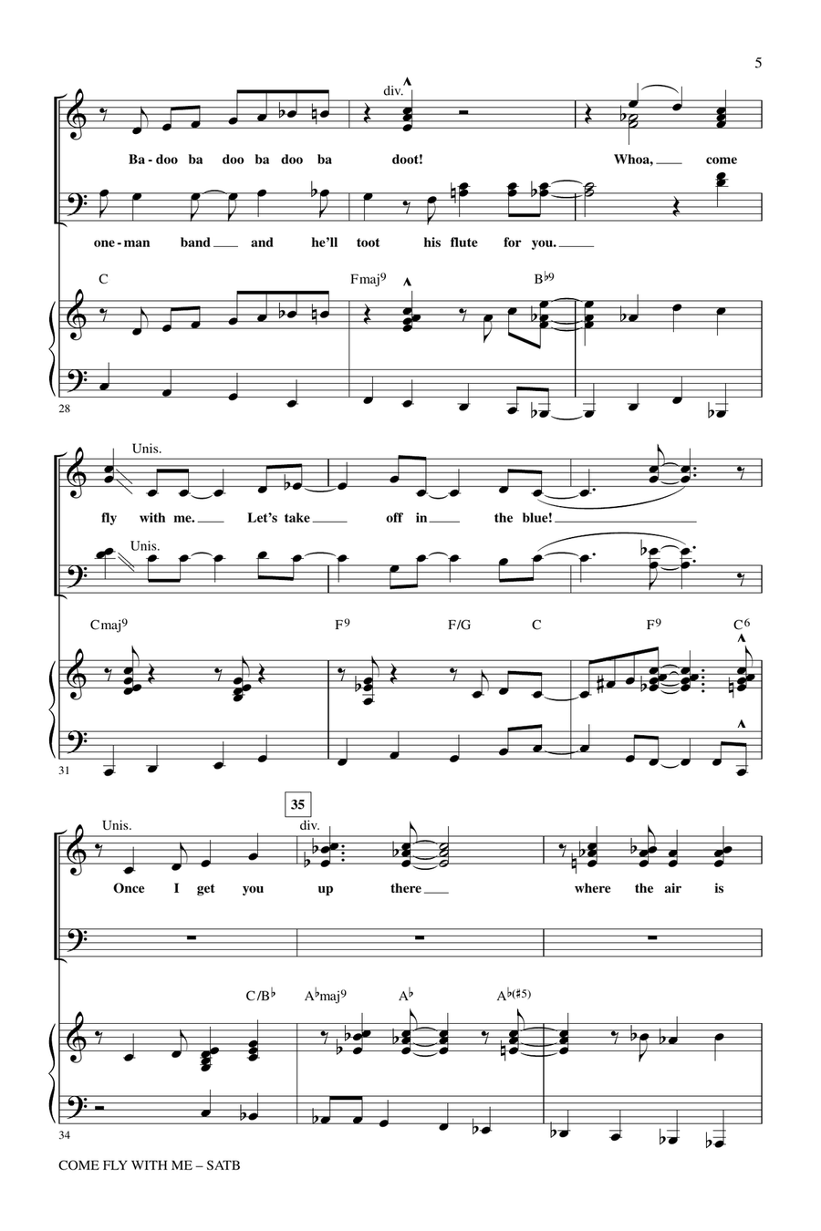 Come Fly With Me (arr. Mac Huff) 4-Part scores gallery preview page 4