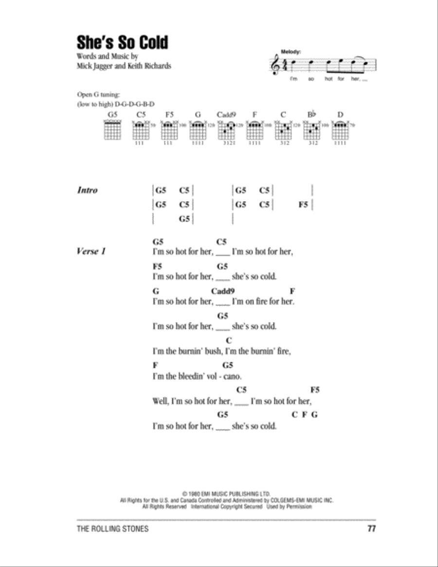 She's So Cold Acoustic Guitar scores gallery preview page 1