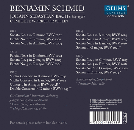Johann Sebastian Bach: Complete Works for Violin [Box Set]