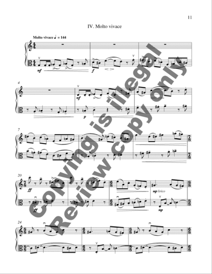 Sonata for Violin and Viola Viola scores gallery preview page 14