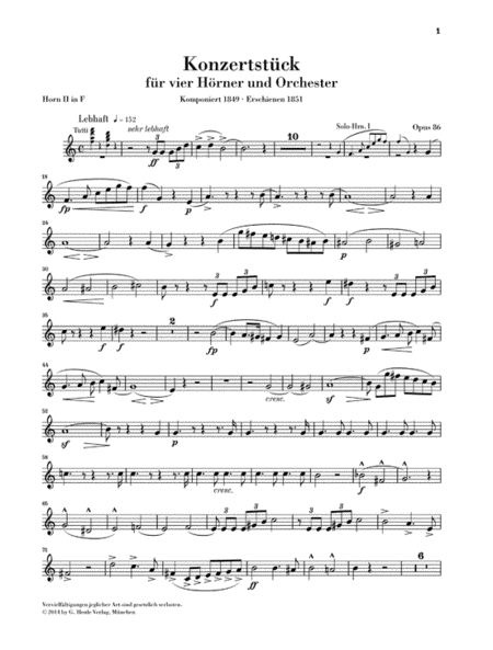 Concert Piece for Four Horns and Orchestra, Op. 86