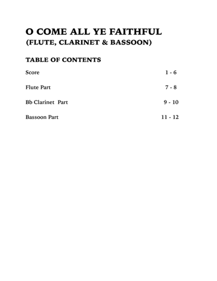 O Come All Ye Faithful (Woodwind Trio): Flute, Clarinet and Bassoon image number null