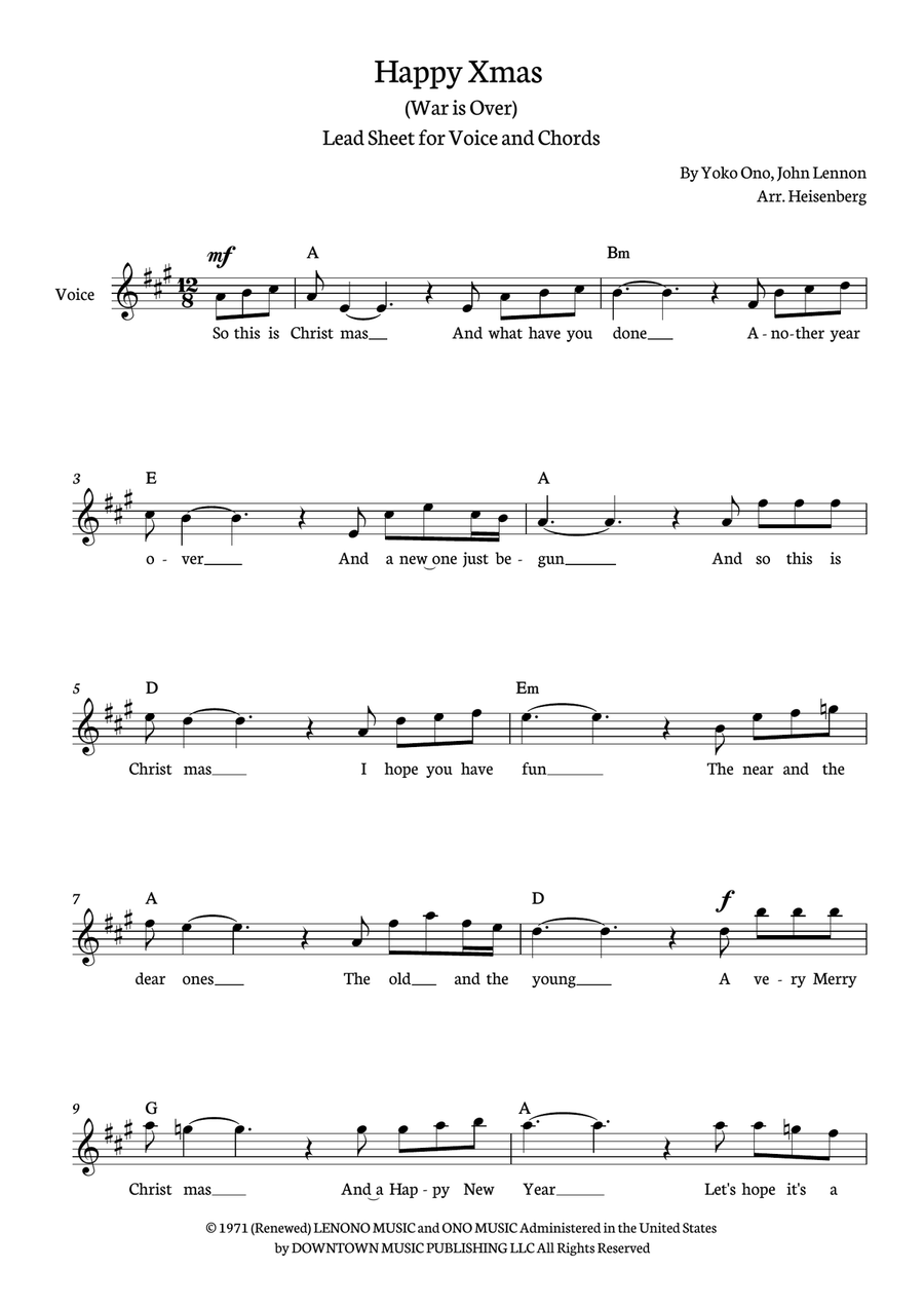Happy Xmas (war Is Over) Acoustic Guitar scores gallery preview page 1