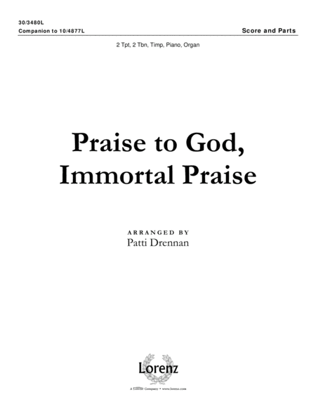 Praise to God, Immortal Praise - Brass and Timpani Score and Parts