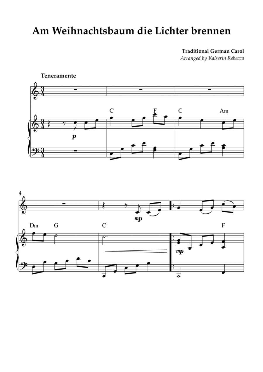 Am Weihnachtsbaum die Lichter brennen Piano scores gallery preview page 1