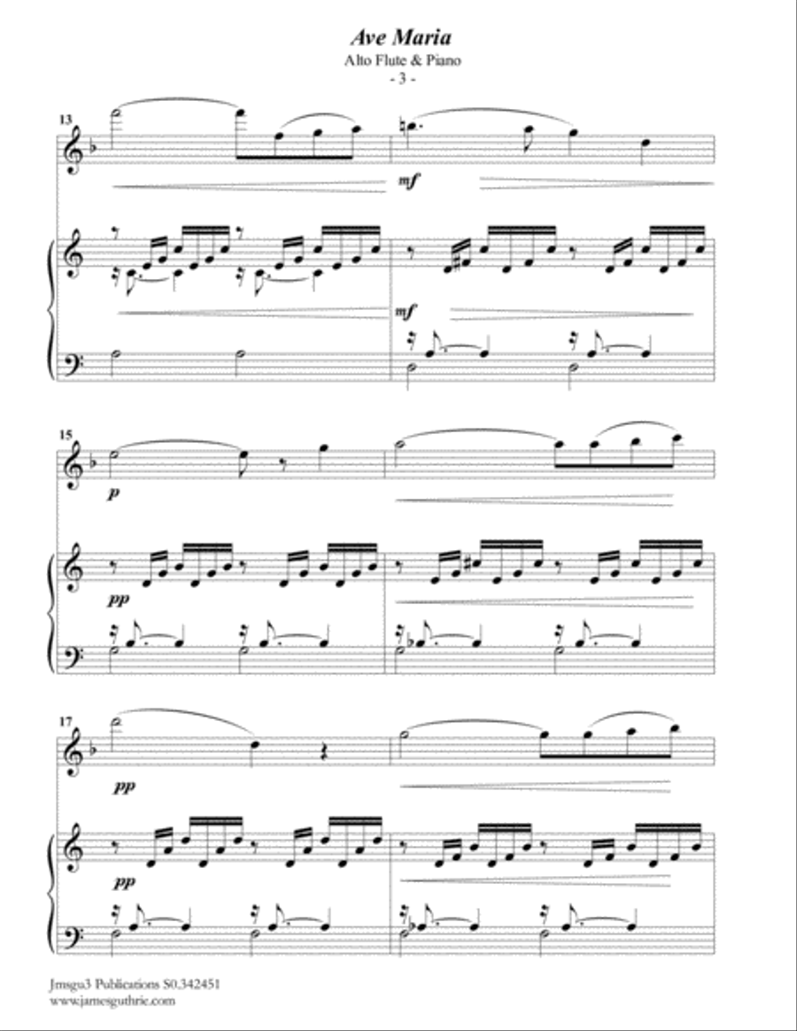 Bach-Gounod: Ave Maria for Alto Flute & Piano Flute Solo scores gallery preview page 3