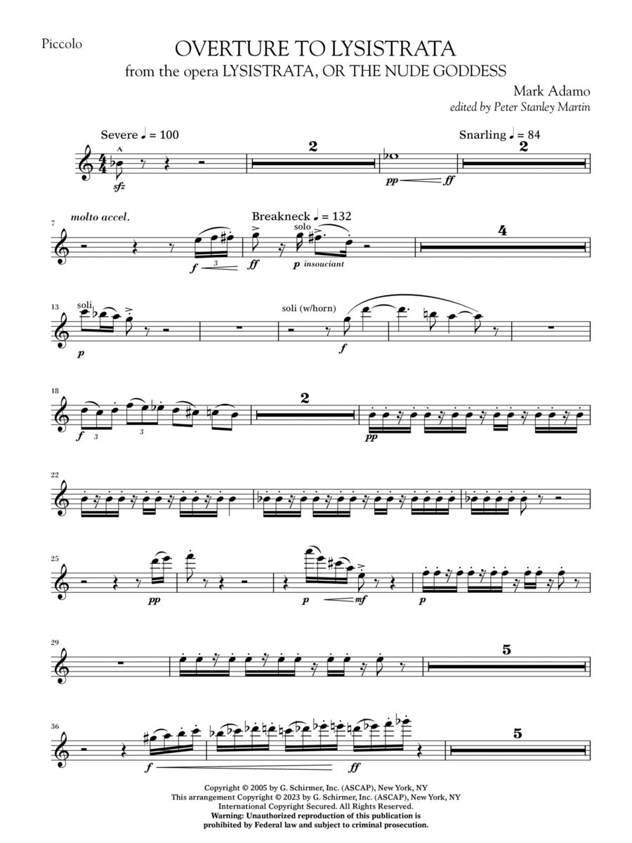 Overture to Lysistrata (arr. Peter Stanley Martin) - Piccolo