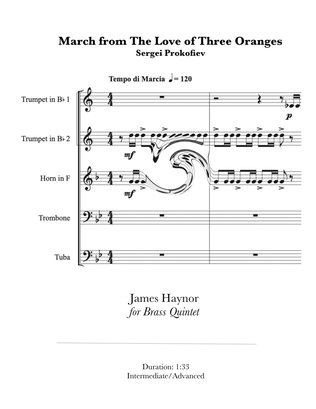 Book cover for March form The Love of Three Oranges for Brass Quintet