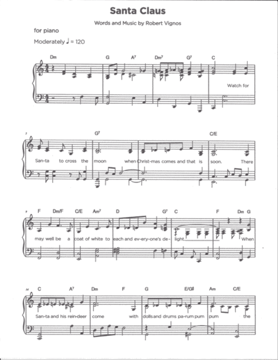 Santa Claus Piano, Vocal, Guitar scores gallery preview page 1
