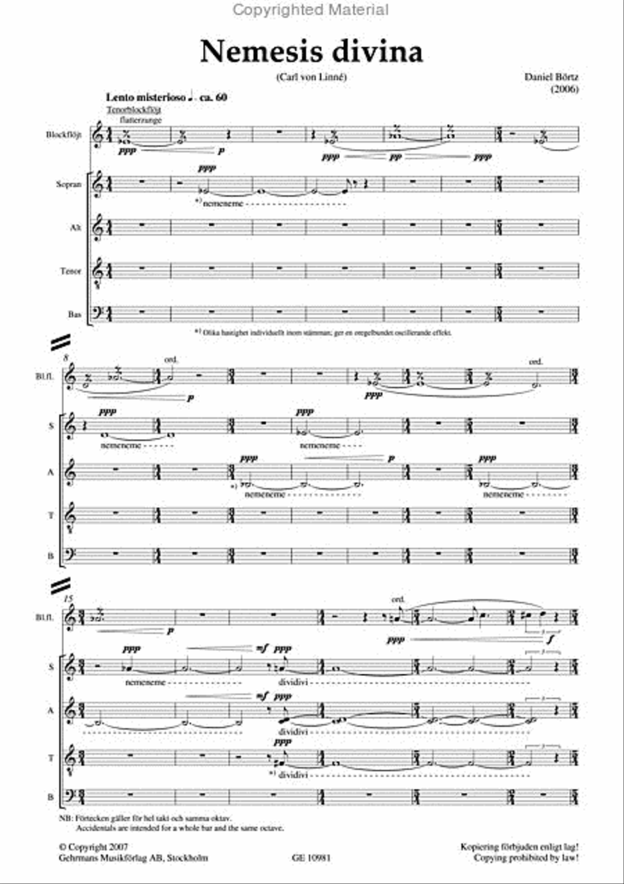 Nemesis divina - svenska/swedish SSAATTBB scores gallery preview page 2