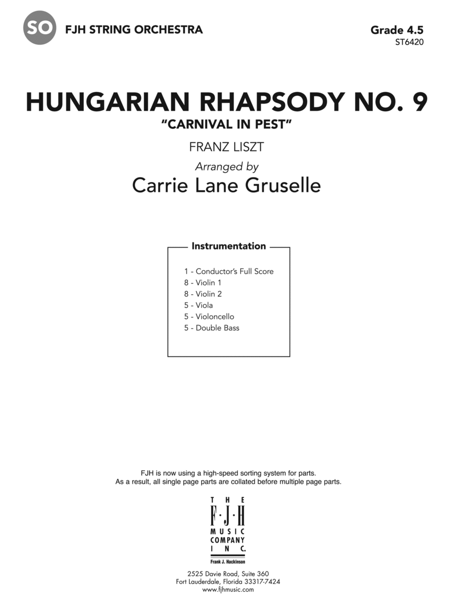 Hungarian Rhapsody No 9: Score