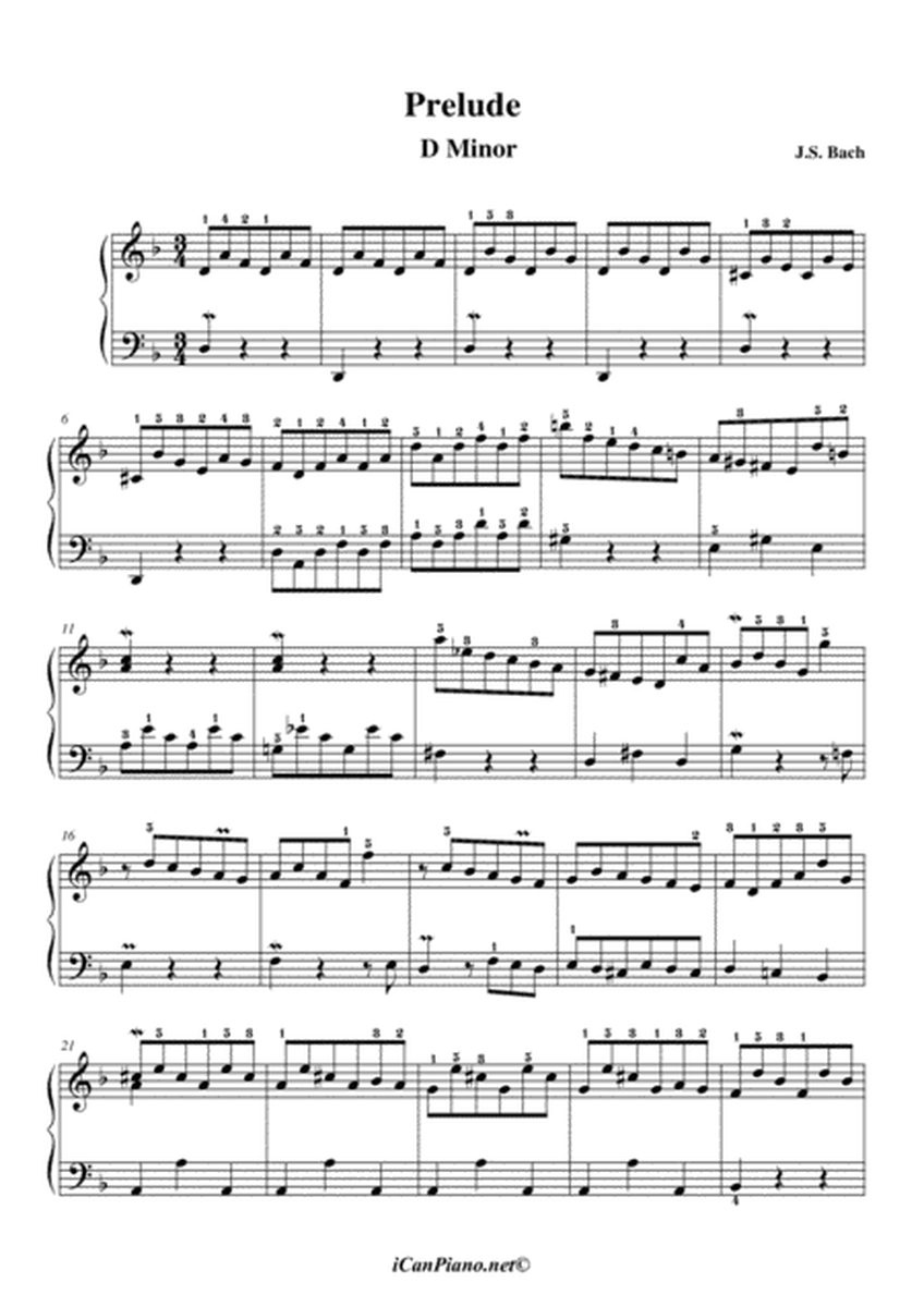 Bach Little Prelude No. 5 in D Minor (Dm) BWV 926 image number null