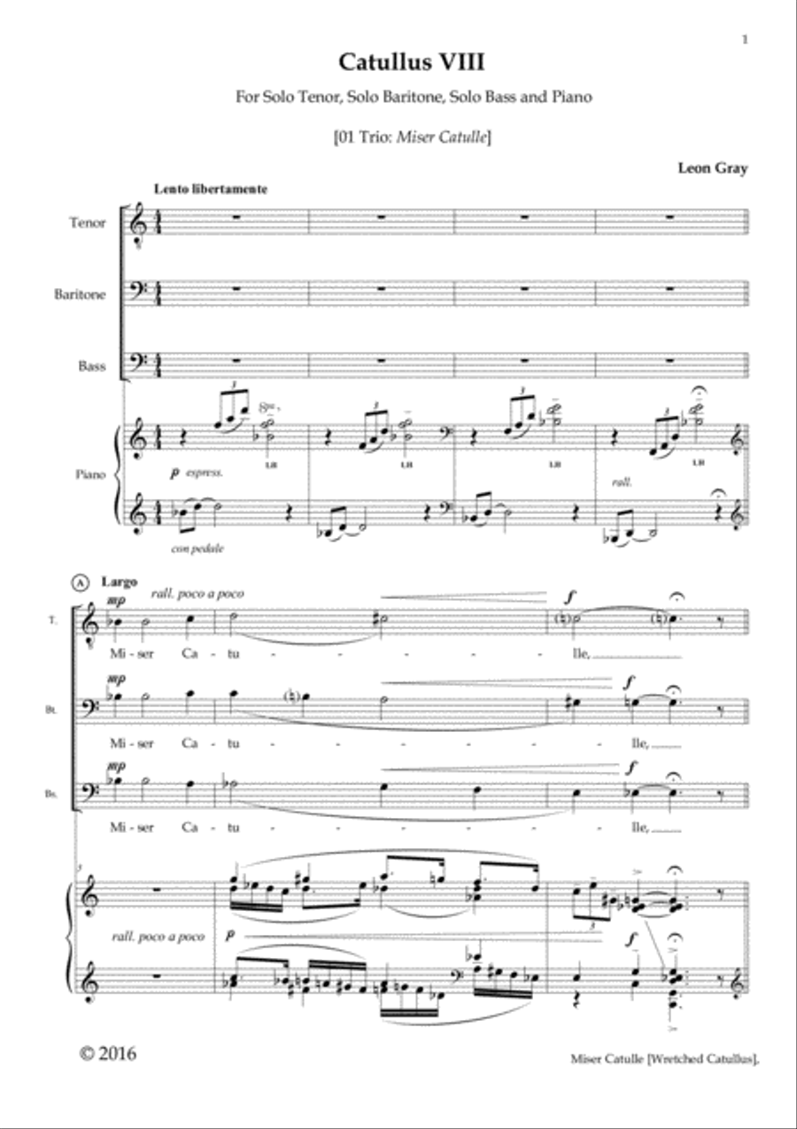 Miser Catulle, from trio cantata 'Catullus VIII' image number null