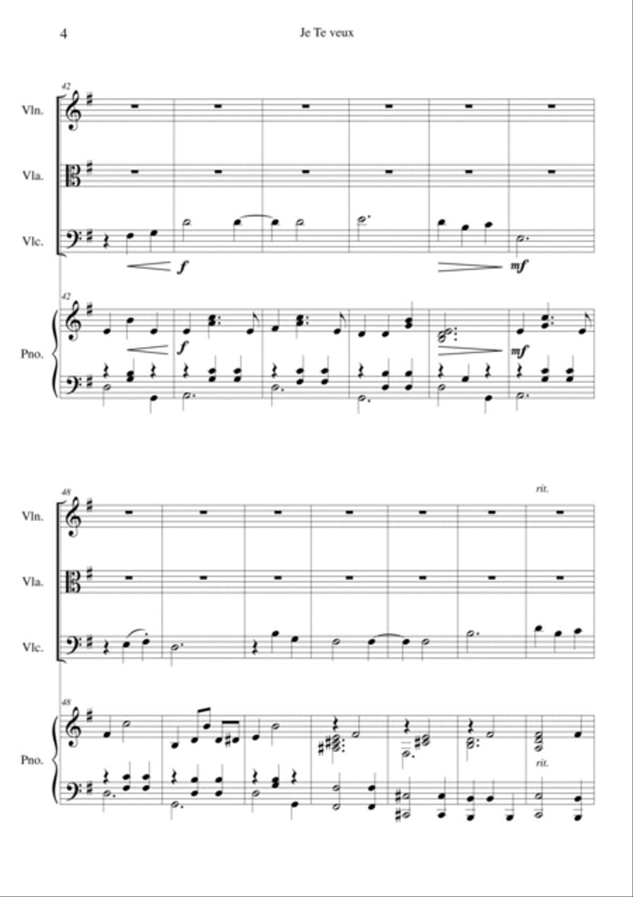 Je Te Veux (Acoustic Cafe Version) Piano Quartet scores gallery preview page 4