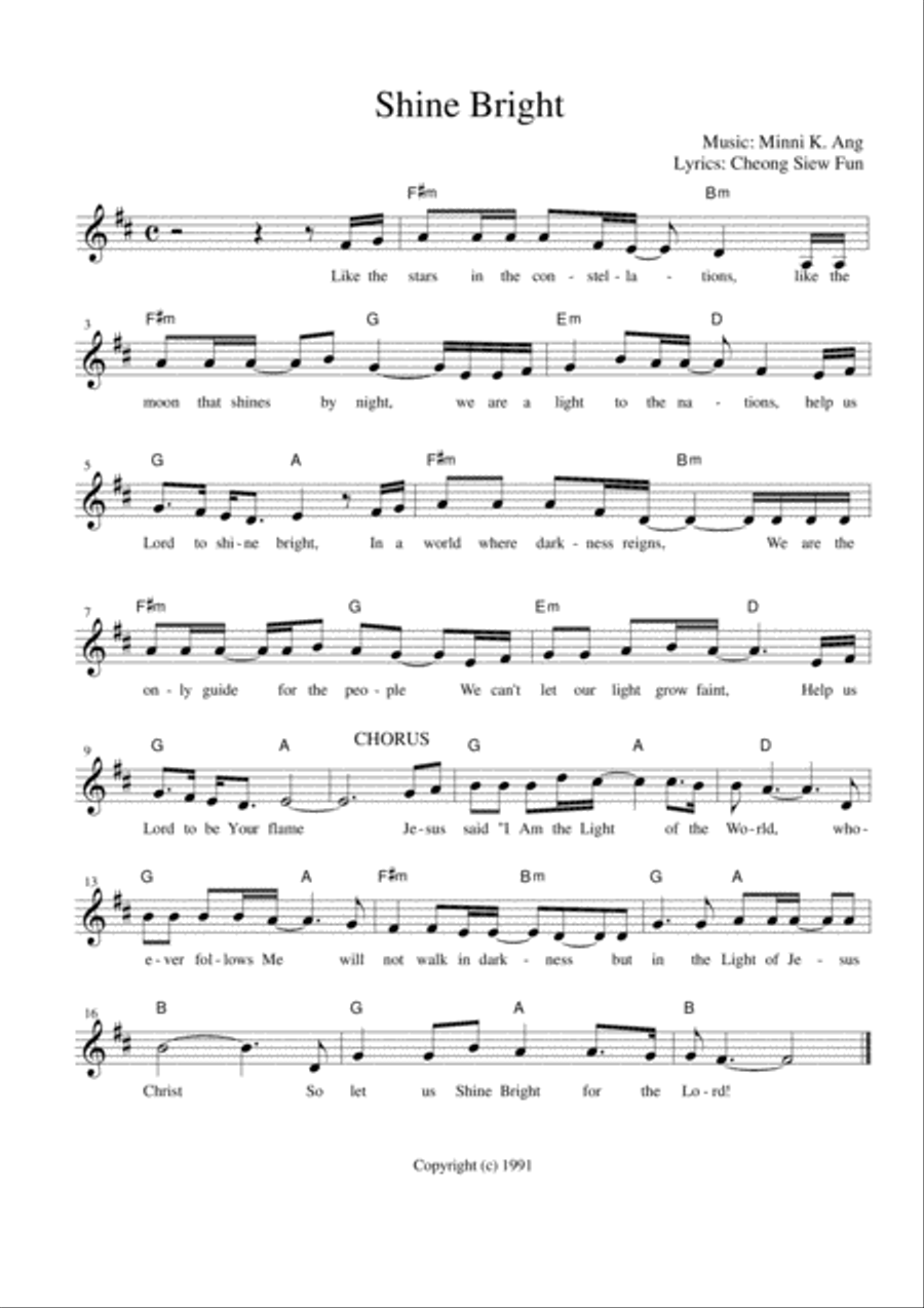 Shine Bright Shine Bright Voice Solo scores gallery preview page 1