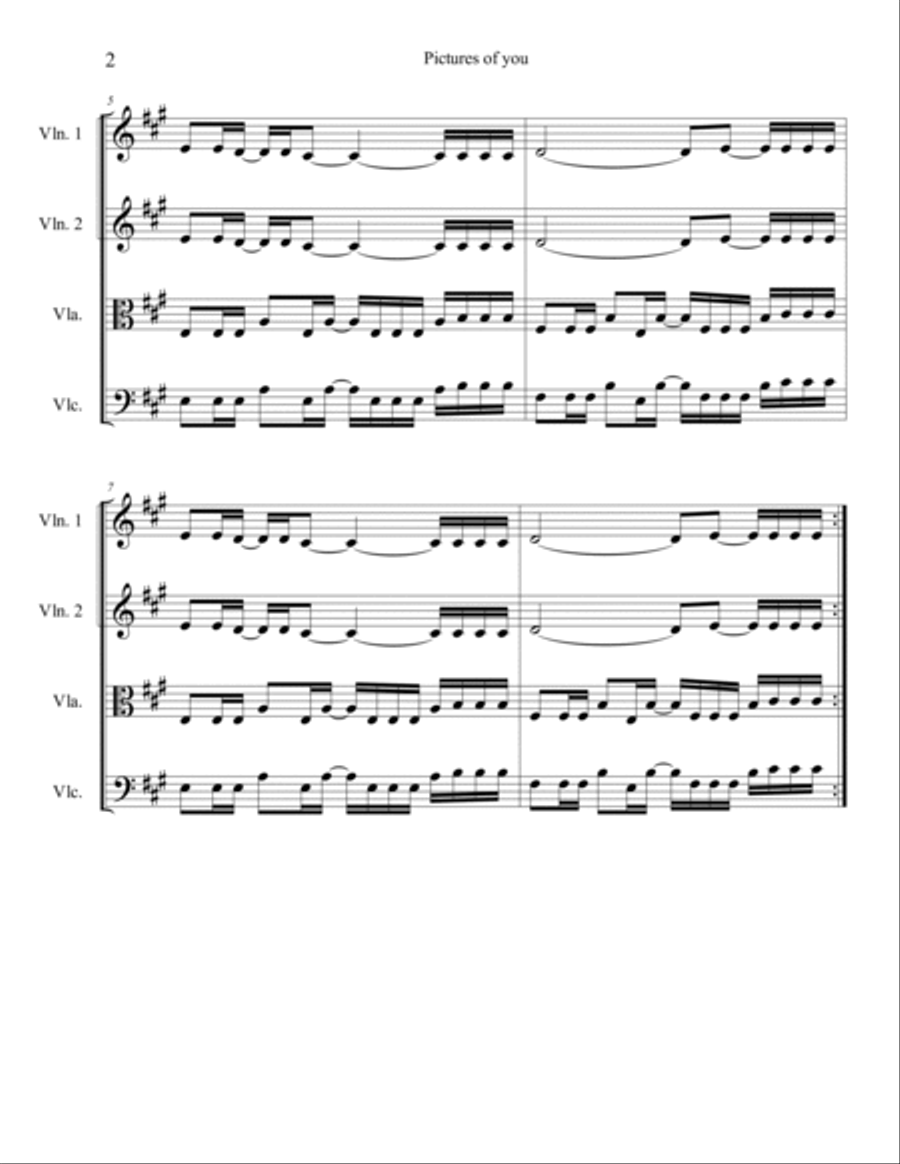 Pictures Of You Pictures Of You String Quartet scores gallery preview page 2