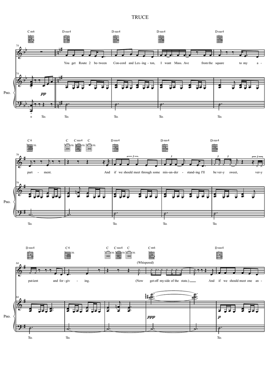Truce Piano, Vocal, Guitar scores gallery preview page 6