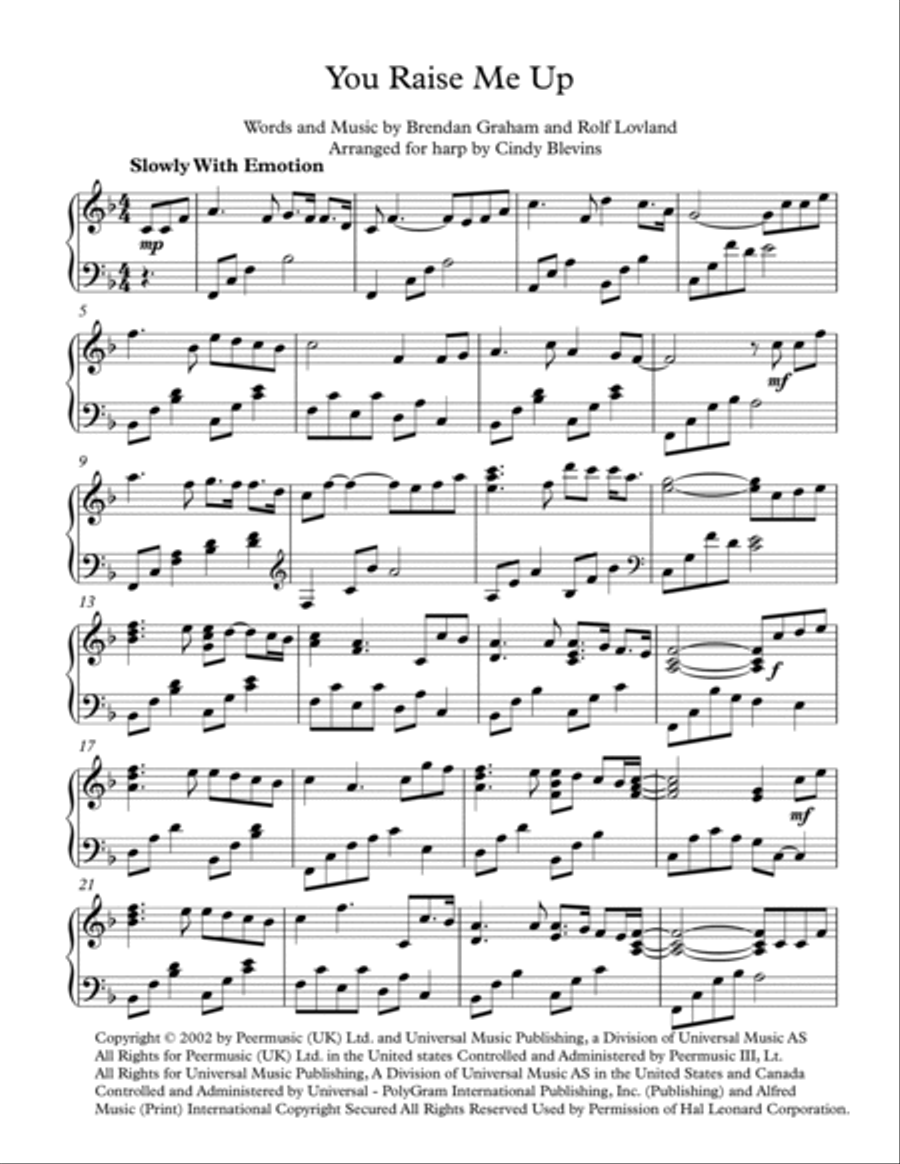 You Raise Me Up Harp scores gallery preview page 2