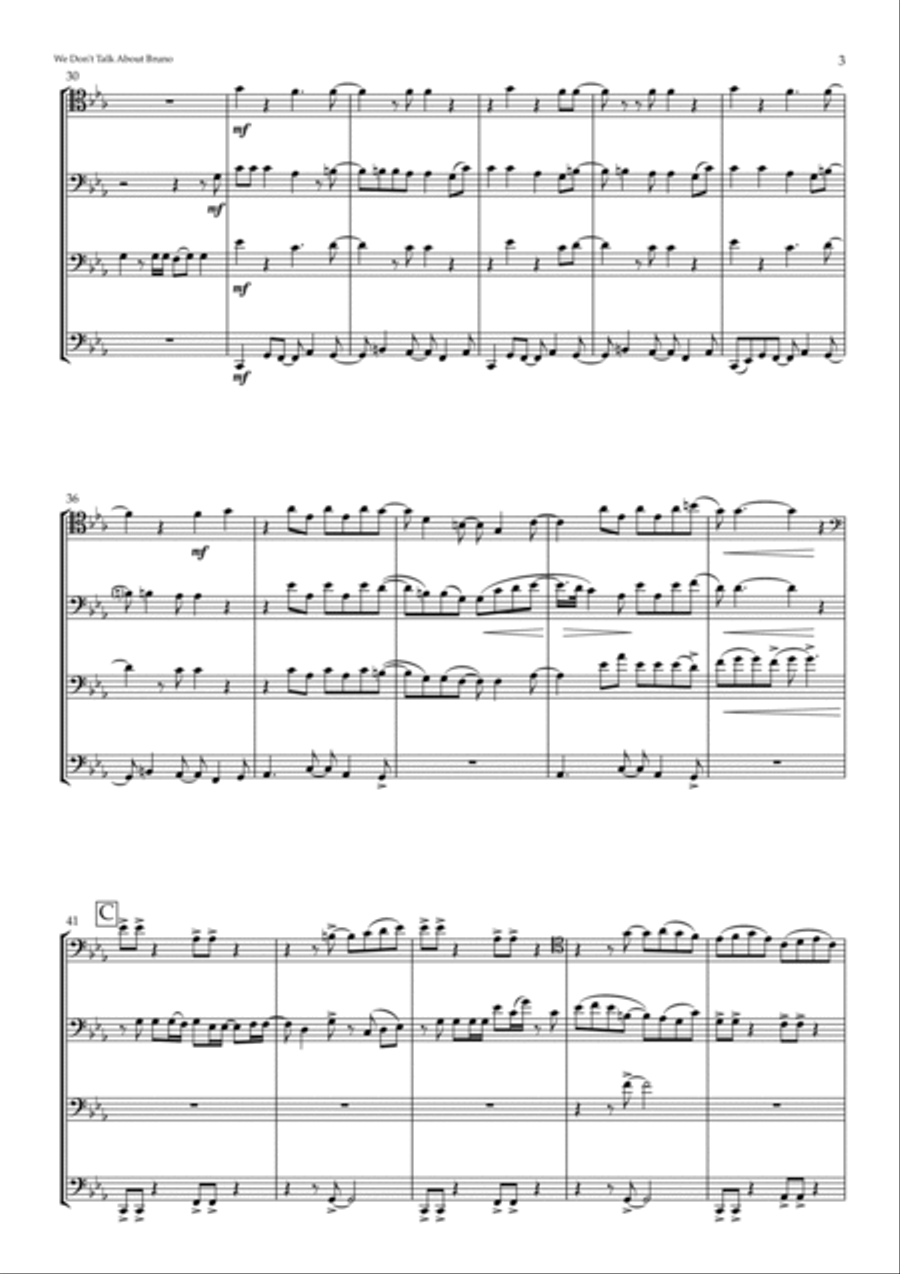 We Don't Talk About Bruno Brass Quartet scores gallery preview page 3
