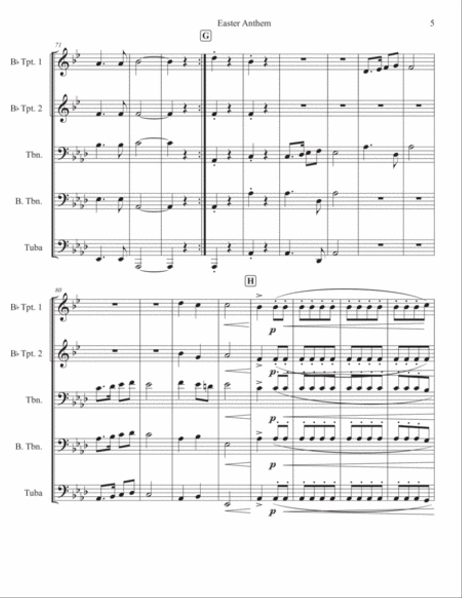 Easter Anthem (for Brass Quartet) Brass Quartet scores gallery preview page 5