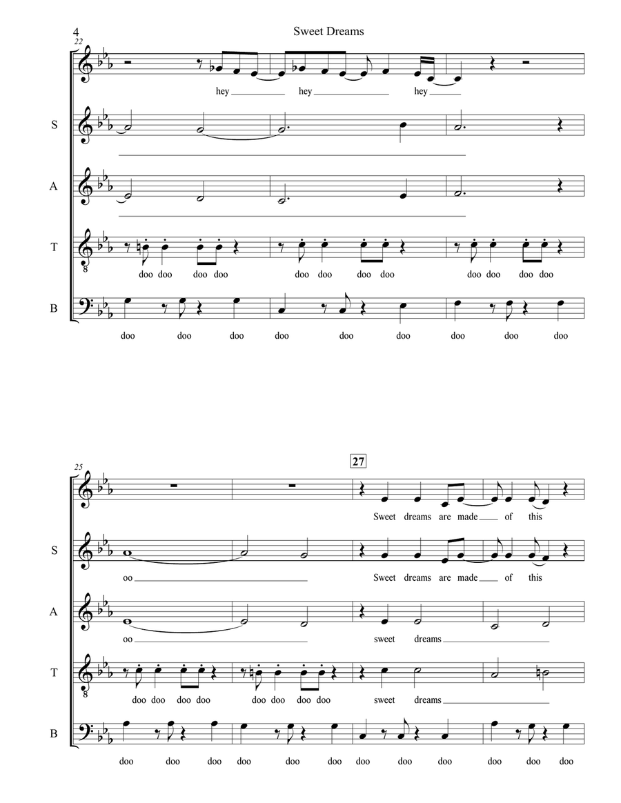 Sweet Dreams (Are Made Of This) 4-Part scores gallery preview page 4
