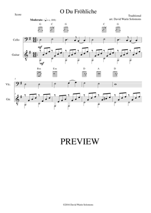 Book cover for O du fröhliche (O Sanctissima) for cello and guitar (simple version)