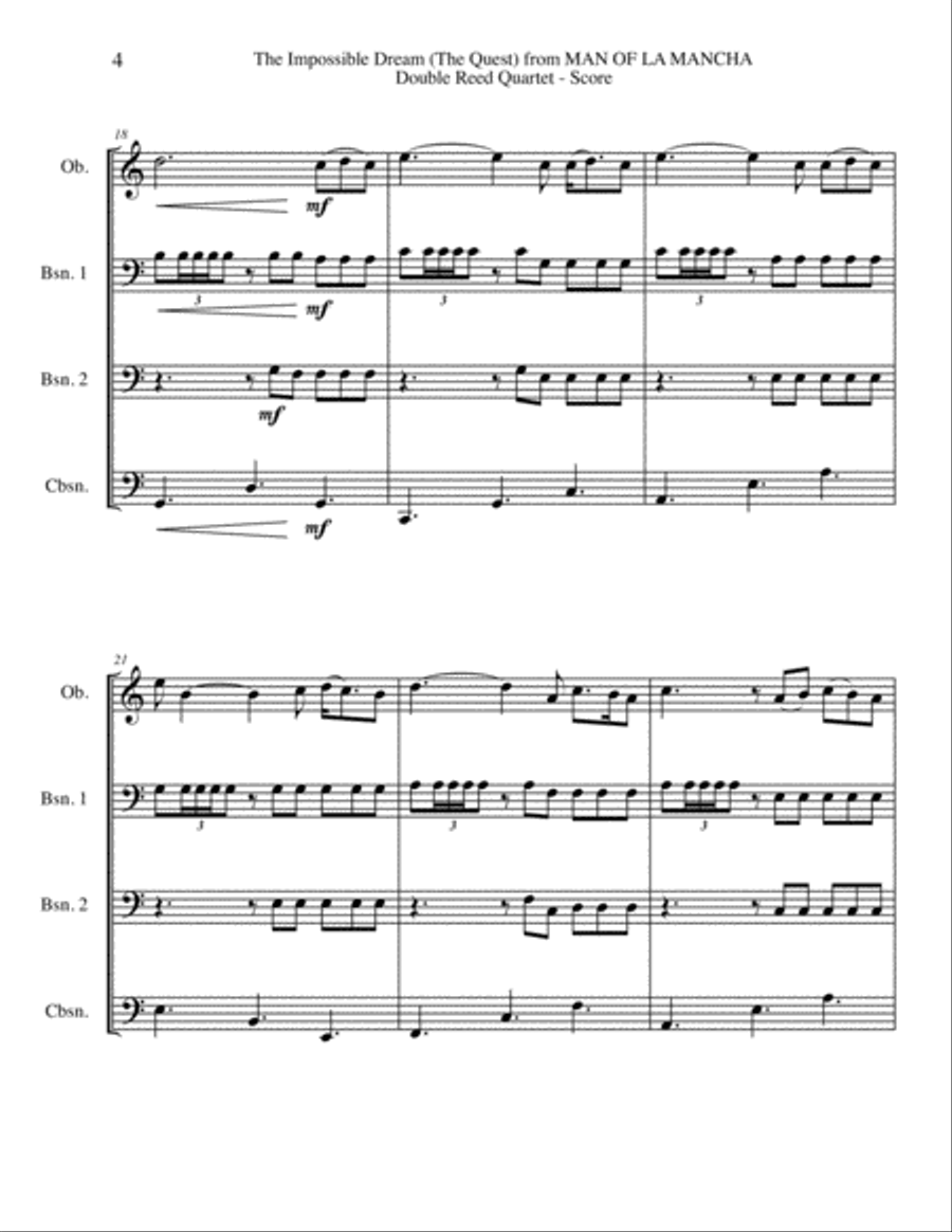 The Impossible Dream Woodwind Quartet scores gallery preview page 4