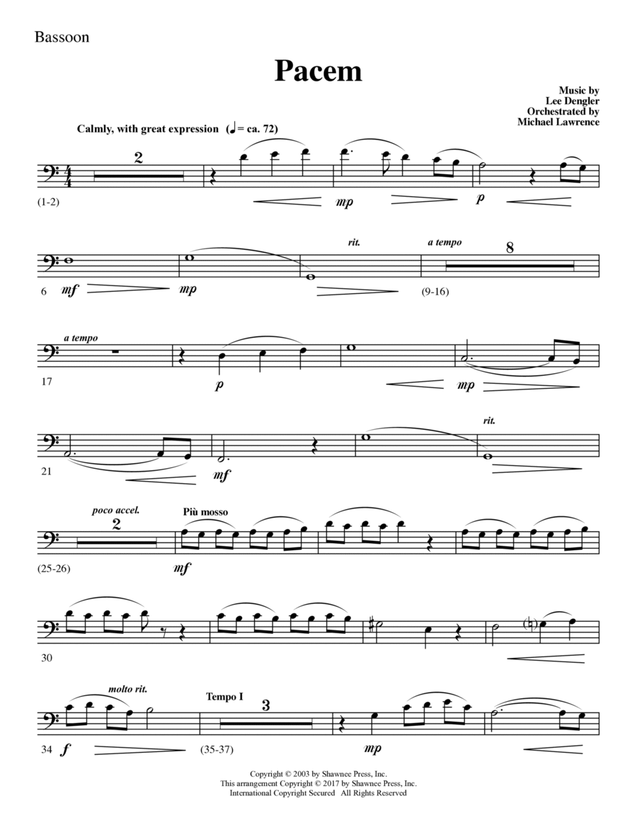 Pacem - Bassoon Choir scores gallery preview page 1