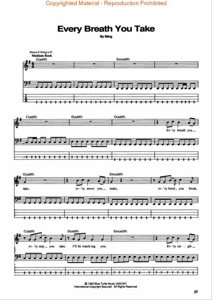 The Best of the Police Bass Guitar Tablature scores gallery preview page 3
