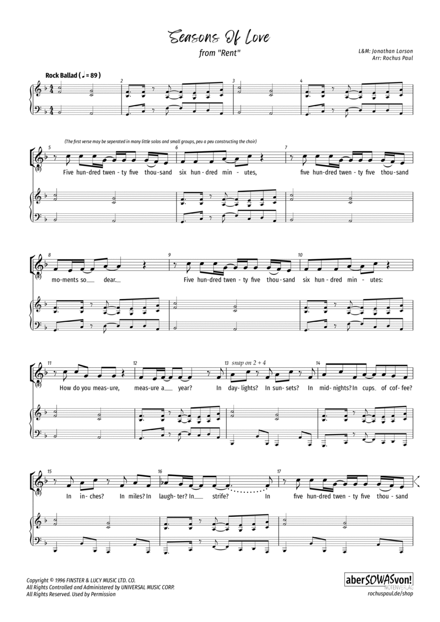 Seasons Of Love Seasons Of Love 4-Part scores gallery preview page 1