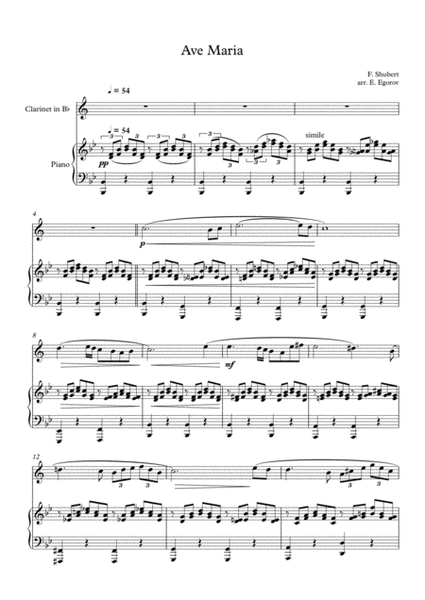 Ave Maria, Franz Schubert, For Clarinet & Piano image number null