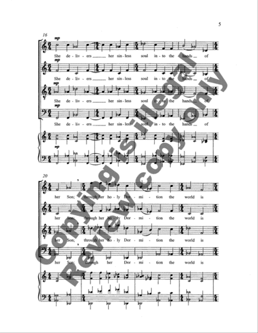 Six Marian Motets: 5. Motet for the Falling Asleep of the Mother of God 4-Part scores gallery preview page 4