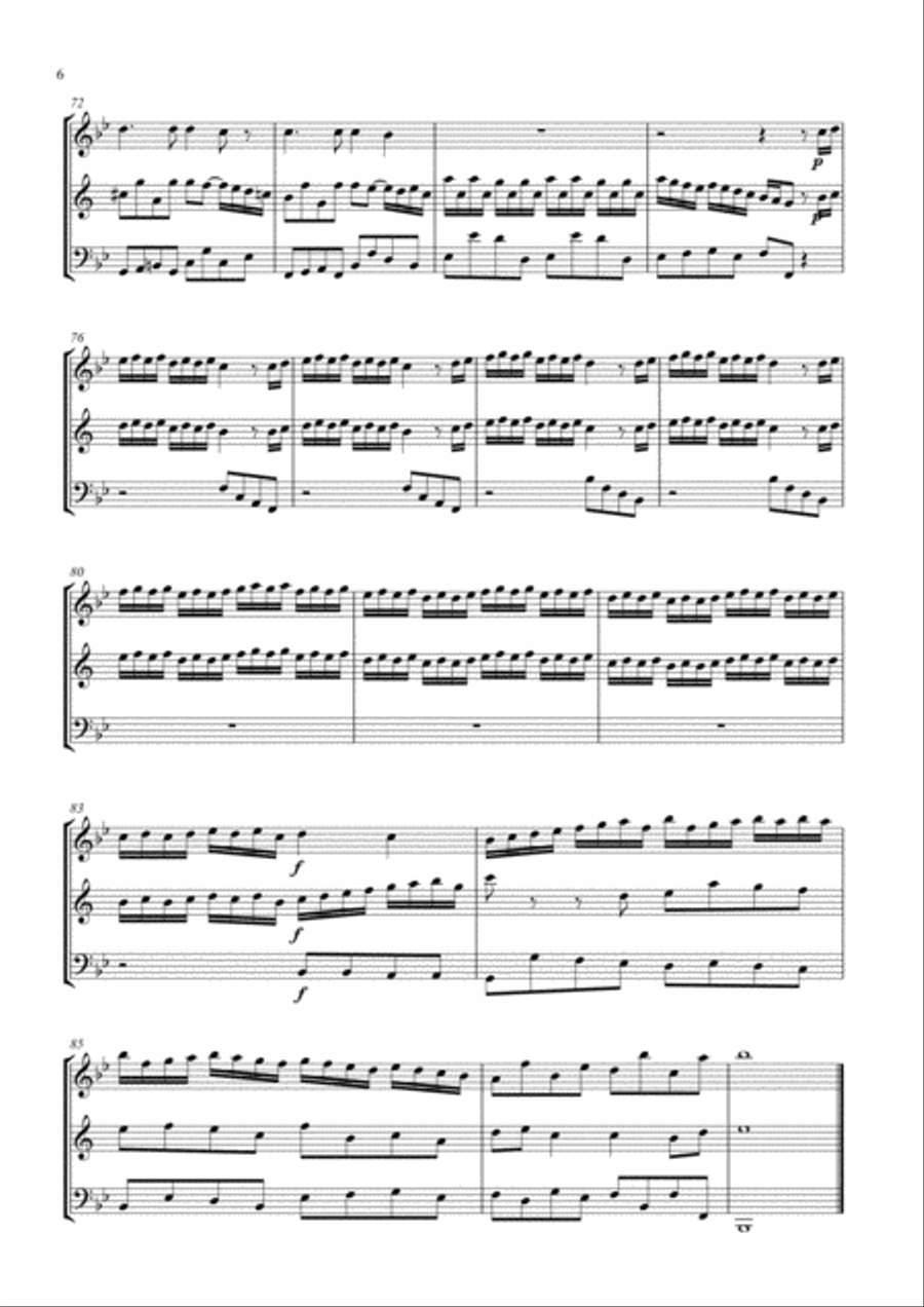 Sinfonia from Acis and Galatea arr. flute, clarinet and bassoon. Woodwind Trio scores gallery preview page 6