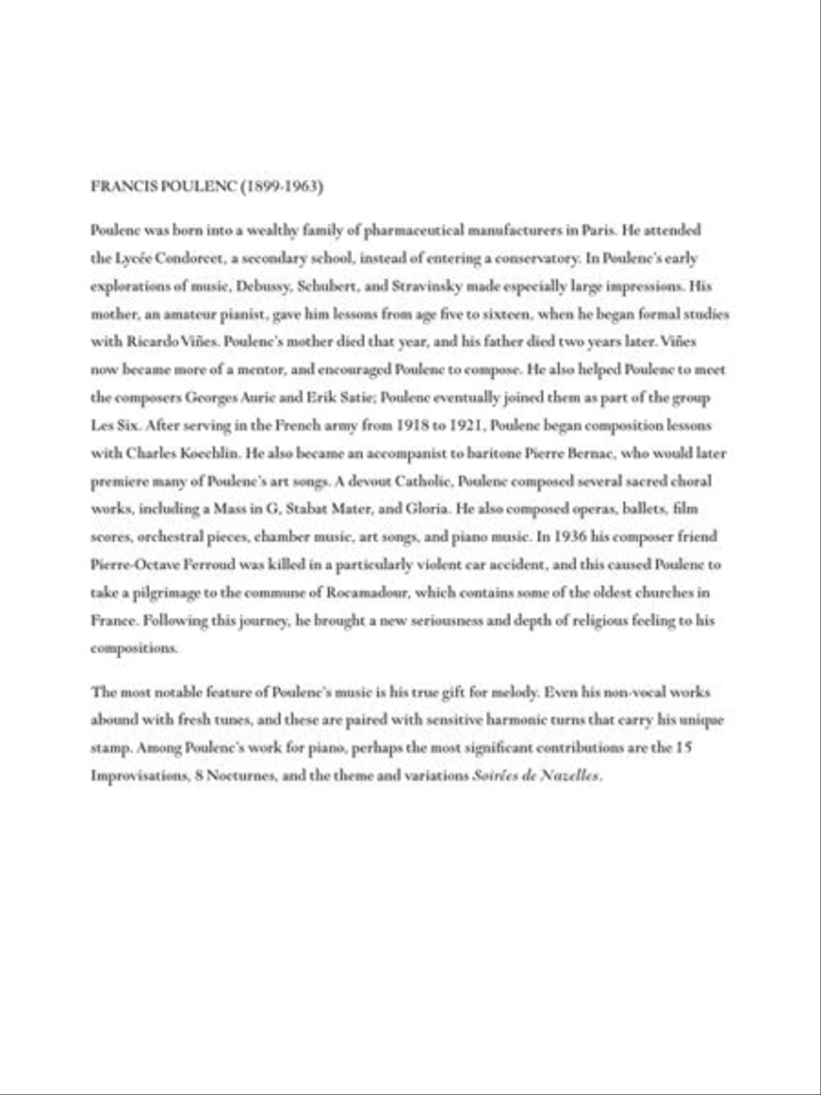 Poulenc Selected Piano Pieces Piano Solo scores gallery preview page 4