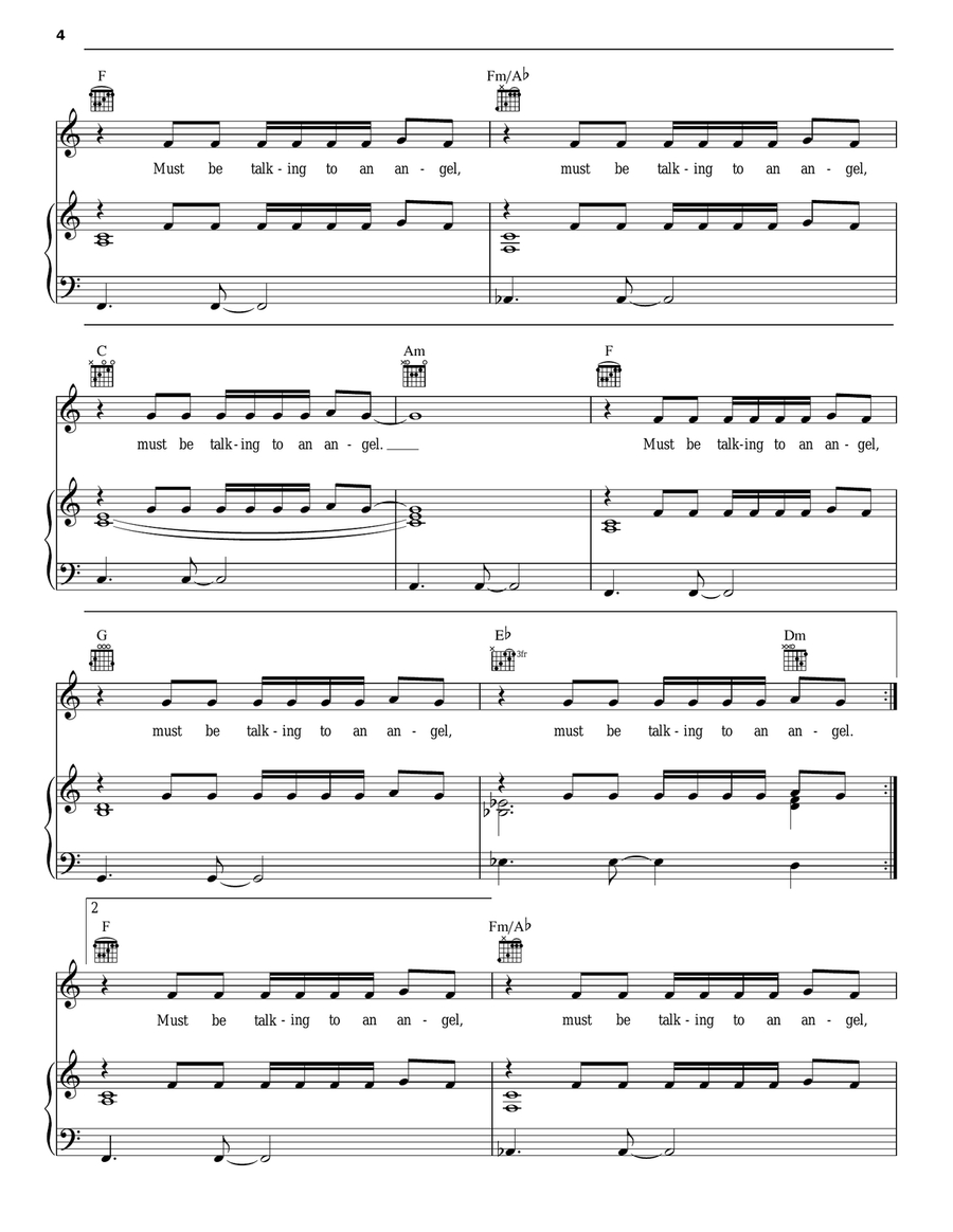 There Must Be An Angel (Playing With My Heart) Piano, Vocal, Guitar scores gallery preview page 4