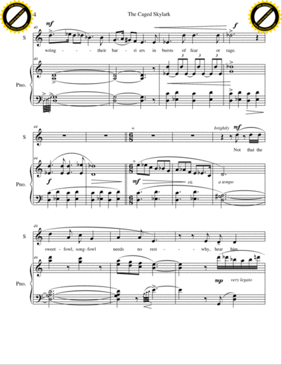 The Caged Skylark The Caged Skylark High Voice scores gallery preview page 4