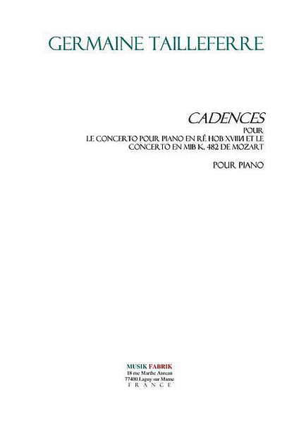 Cadenzas pour Pno Ctos Haydn et Mozart