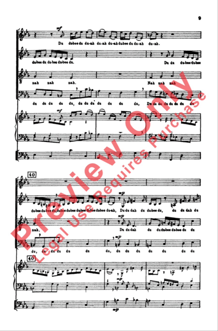 Sleepytime Bach (Sleepers Wake, Cantata 140) 4-Part scores gallery preview page 9