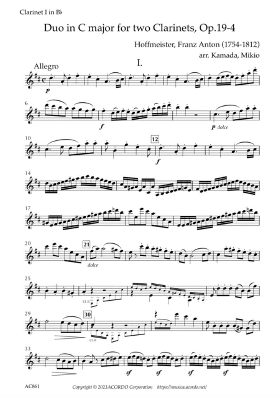 Duo in C major for Clarinets, Op.19-4 Clarinet Duet scores gallery preview page 6