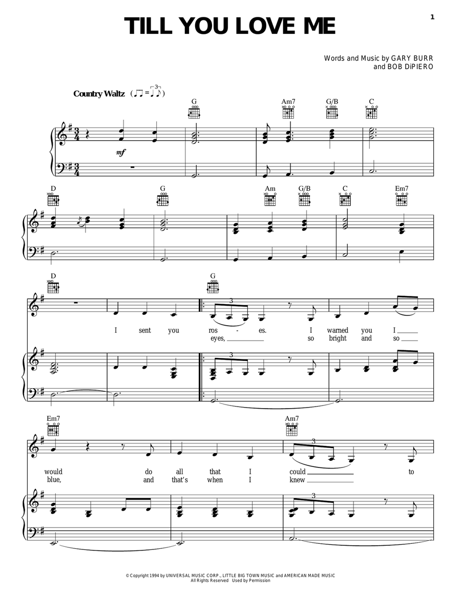 Till You Love Me Till You Love Me Piano, Vocal, Guitar scores gallery preview page 1