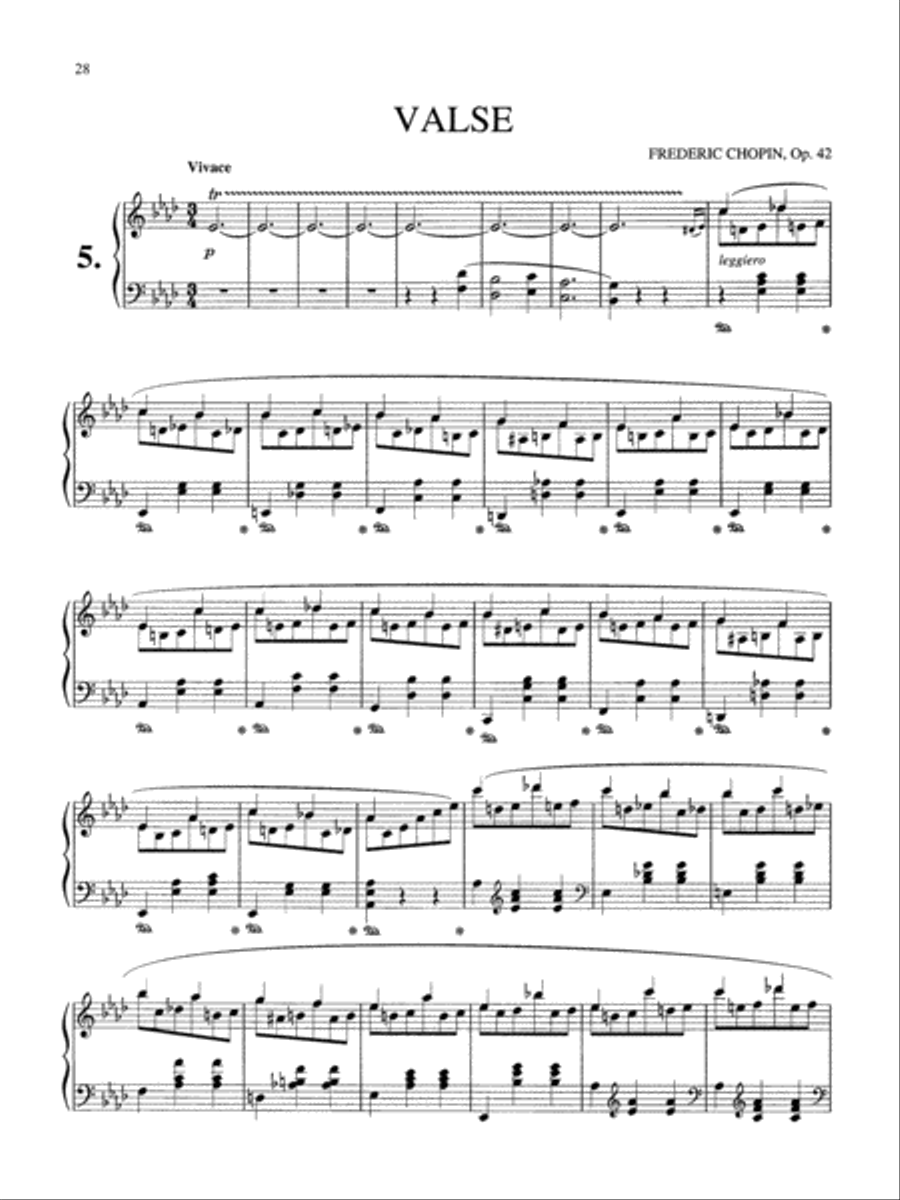 Chopin: Valse, Op. 42 Piano Solo scores gallery preview page 1