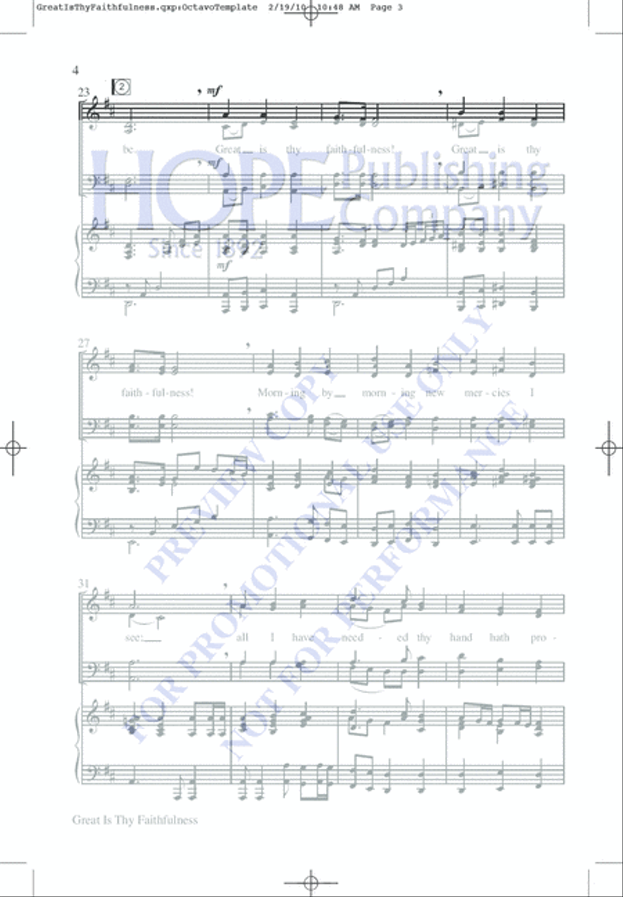 Great Is Thy Faithfulness 4-Part scores gallery preview page 4