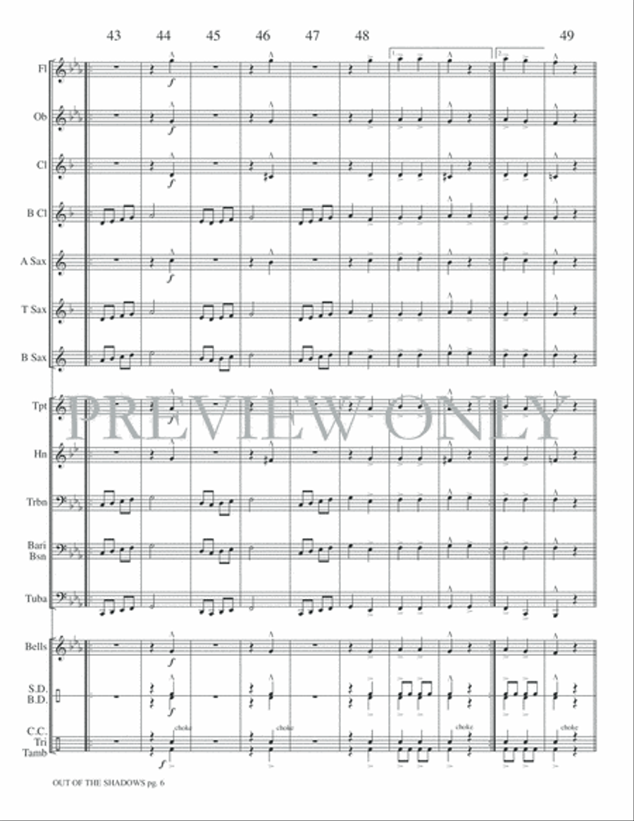 Out of the Shadows Concert Band scores gallery preview page 9